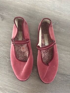 CAYUMAS Rose Pink Velvet Mary Jane Flats